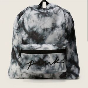 PINK Victoria's Secret Black and Gray Tie-Dye Backpack